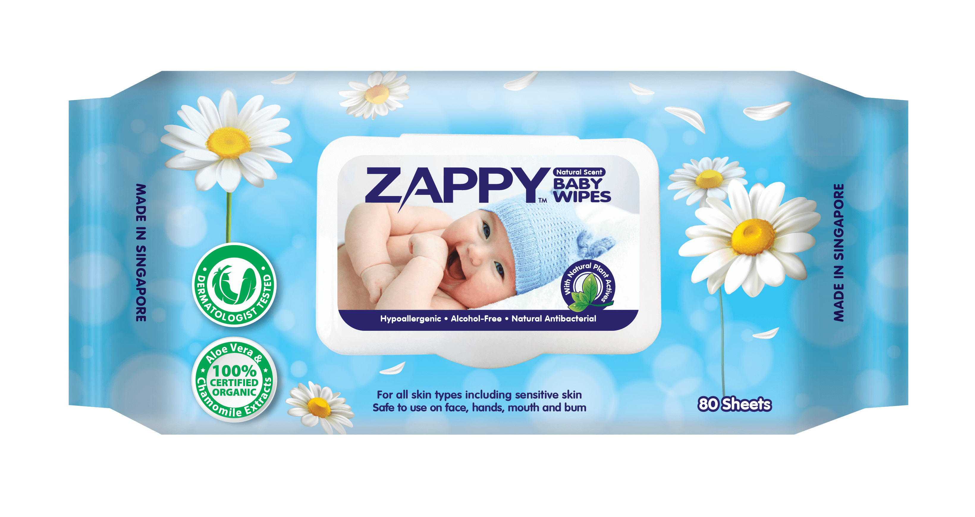 Zappy Baby Wet Wipes Carton - Scented (24packs x 80s + 24packs x 30s)